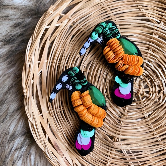 Vintage Jewelry - Beaded Bird Earrings New Statement Earrings